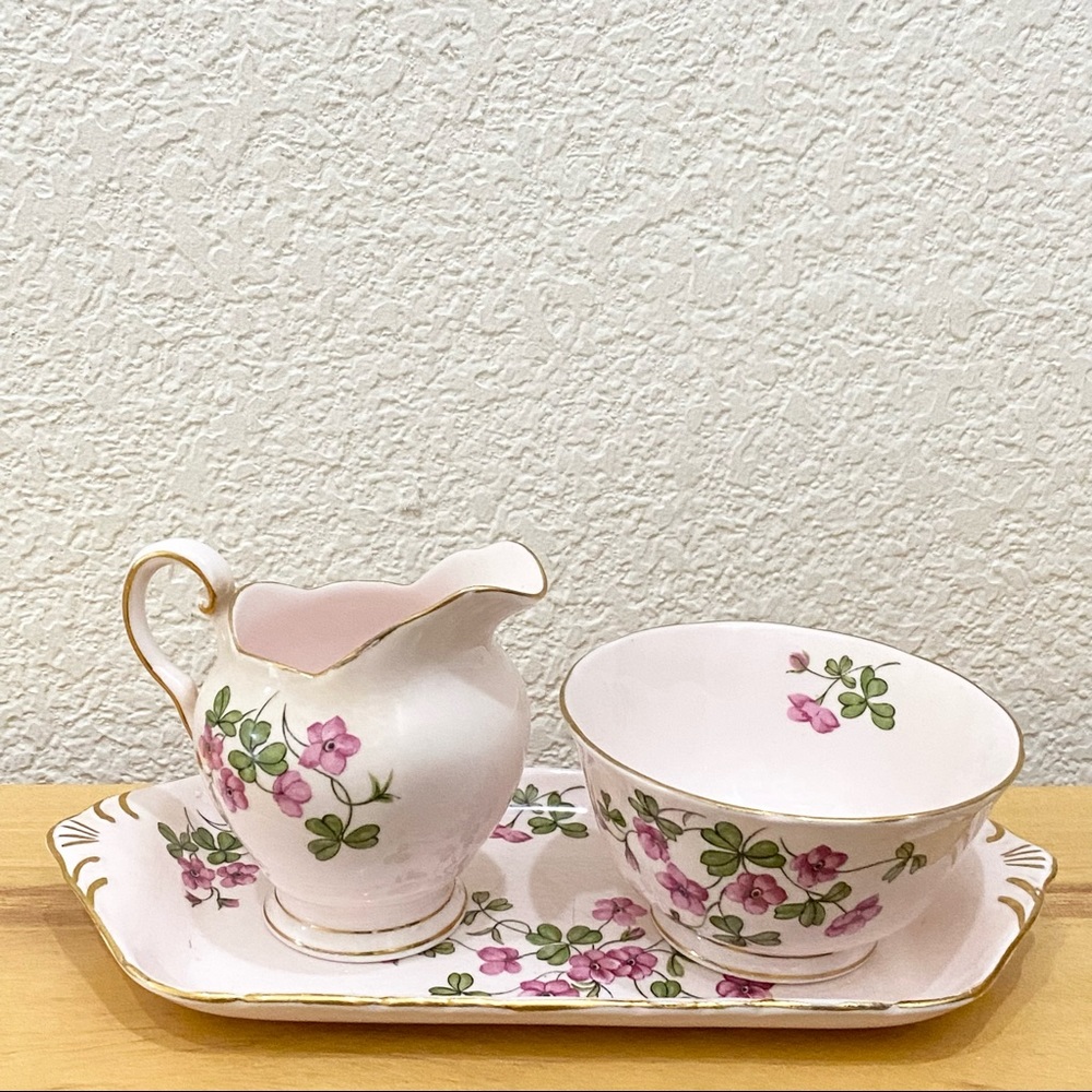 Vintage TUSCAN England Fine English Bone China “Wood Sorrel” Sugar Creamer Tray